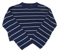 Tmavomodro-bílý pruhovaný crop svetr H&M