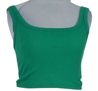 Dámský zelený žebrovaný crop top 