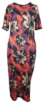 Dámské černo-korálové květované šaty River Island 