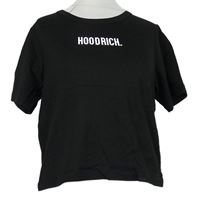 Dámské černé crop tričko s nápisem Hoodrich 