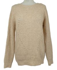 Dámský pudrový ažurový vněný svetr Primark 