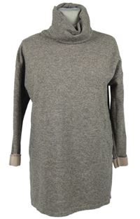 Dámská světlerůžovo-šedá melírovaná svetrová tunika s rolákem New Look 