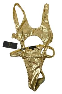 Nové - Dámské zlaté lesklé plavky s průstřihy Love & Other Things