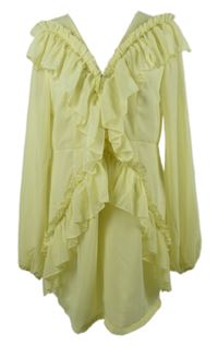 Dámská žlutá šifonová halenková tunika s volánky PrettyLittle Thing