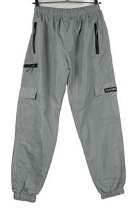 Pánské šedé šusťákové cargo kalhoty s kapsami Venari