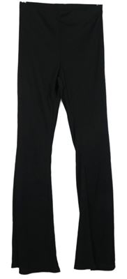 Dámské černé žebrované zvonové teplákové kalhoty New Look