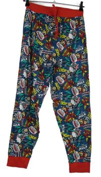 Pánské modro-červené pyžamové kalhoty se superhrdiny 