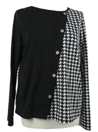 Dámské černo-bílé vzorované triko Shein 