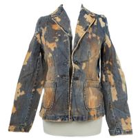 Dámský modro-oranžový vzorovaný riflový kabátek Moto