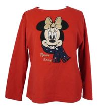 Dámské červené fleecové pyžamové triko s Minnie Disney 
