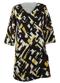 Dámské černo-béžovo-hnědé vzorované šaty 