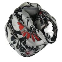 Dámská bílo-černo-červená květovaná límcová šála 