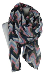 Dámská tmavomodro-růžová vzorovaná šála