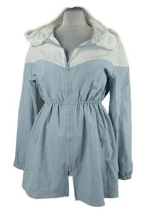 Dámská světlemodro-bílá šusťáková parka s kapucí 