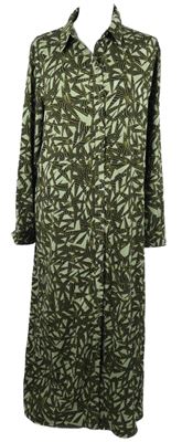 Dámské světlezeleno-khaki-černé vzorované košilové midi šaty Vero Moda 