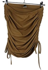 Dámská béžová žebrovaná řasená sukně se stahováním Shein 