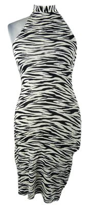 Dámské černo-bílé vzorované šaty se zavazováním za krkem H&M