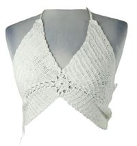 Dámský bílý háčkovaný crop top Berhska 