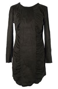 Dámské hnědé semišové šaty s řasením Zara 