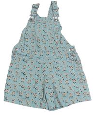 Světlemodré květované plátěné laclové kraťasy Denim co