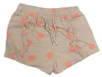 Světlerůžové puntíkaté teplákové kraťasy zn. Matalan