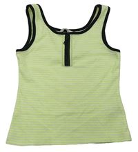 Neonově zeleno-bílý pruhovaný crop top Miss E-vie