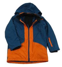 Tmavomodro-oranžová šusťáková lyžařská funkční bunda s kapucí Crane