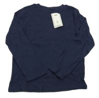 Nové - Tmavomodré žebrované triko Tu