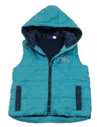 Azurová šusťáková zateplená vesta s dinem a kapucí Lupilu