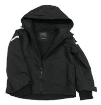 Černá šusťáková lehce zateplená bunda s kapucí Primark