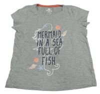 Šedé tričko s mořskou pannou a nápisem Pepperts