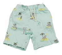 Světlemodré teplákové kraťasy s obrázkem C&A