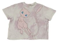 Bílo-fialové vzorované crop tričko s Pokémonem H&M