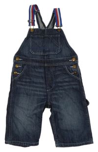 Tmavomodré riflové laclové kraťasy s pruhovanými kšandami Denim Co.