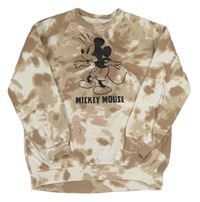 Hnědo-bílá batikovaná mikina s Mickeym H&M
