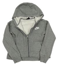 Šedá propínací crop mikina s kapucí Nike