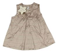 Vínovo-béžové proužkované hedvábné šaty H&M