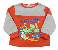 Šedo-červená mikina s dinosaury X-mail