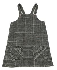 Šedo-černo-růžové vzorovano/kostkované vlněné laclové šaty F&F