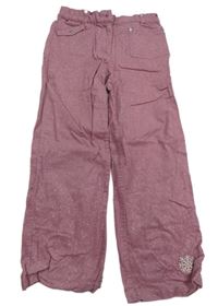 Růžové třpytivé manšestráky s vločkou 