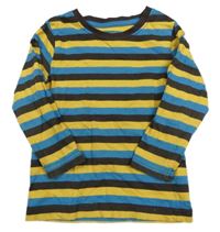 Modro-žluto-hnědé pruhované triko Pep&Co