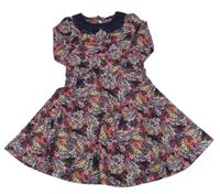 Tmavomodro-barevné puntíkaté šaty s krajkovým límečkem George