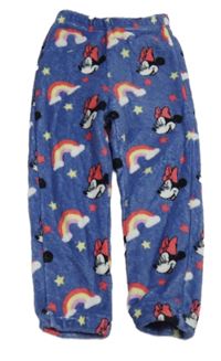 Modré chlupaté domácí kalhoty s Minnií Disney