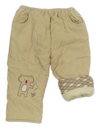 Béžové zateplené manšestráky s koalou 