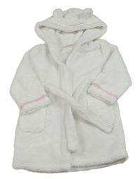 Bílý chlupatý župan s kapucí Studio