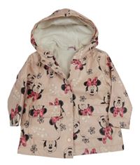 Světlerůžová nepromokavá podzimní bunda s Minnie a kapucí Disney