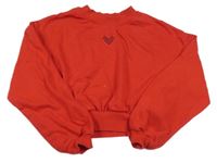 Červená crop mikina se srdíčkem H&M