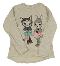 Béžová lehká mikina s kočkou a zaječicí H&M