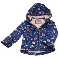 Tmavomodrá softshellová bunda s jednorožci a kapucí Lily & Dan