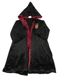 Kostým - Černo-vínový sametovo/saténový plášť s erbem - Gryffindor - Harry Potter a kapucí